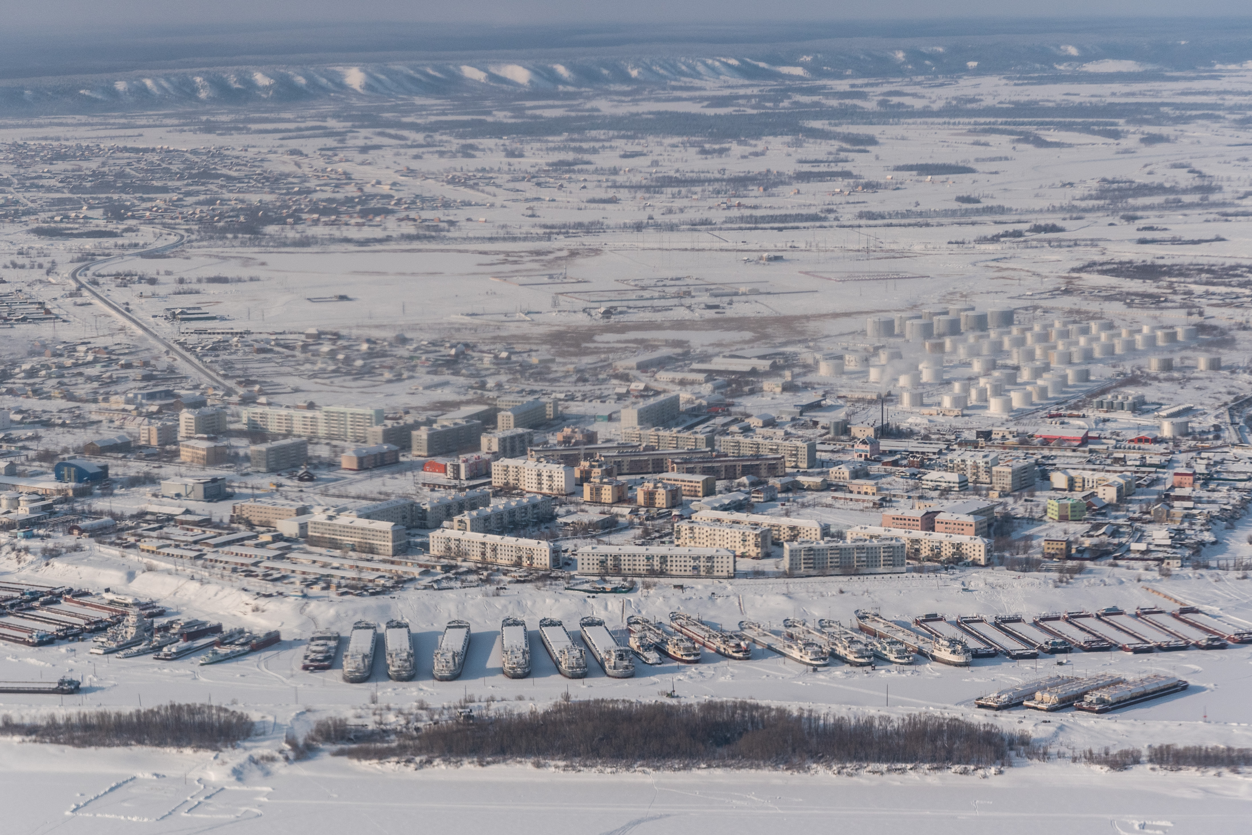 Yakoutsk sous la neige en hiver, Sibérie orientale