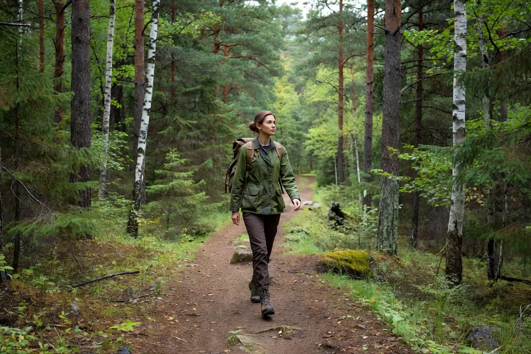 Voyageuse contemplant la forêt de taïga et les rives du lac Baïkal près de la réserve de Barguzinski